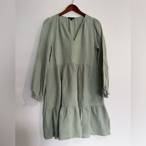 For Cynthia Gauze V Neck Dress Small